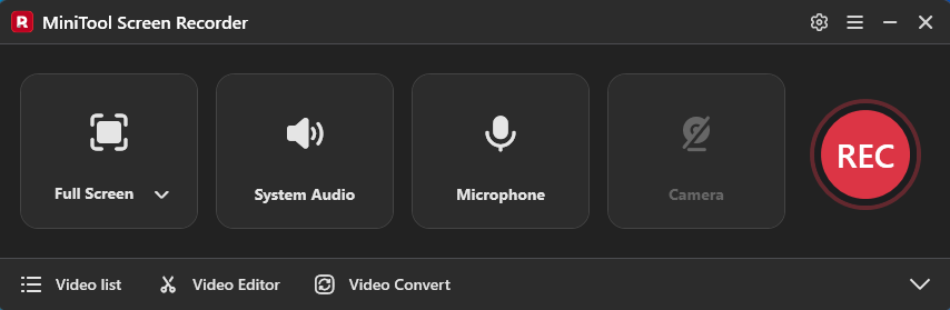 The main interface of MiniTool Screen Recorder.