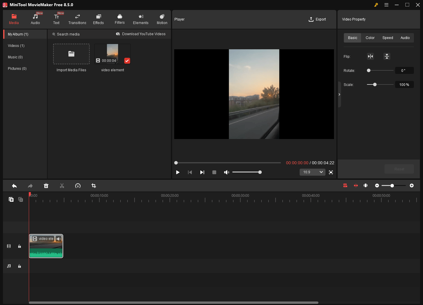 The user interface with MiniTool MovieMaker.