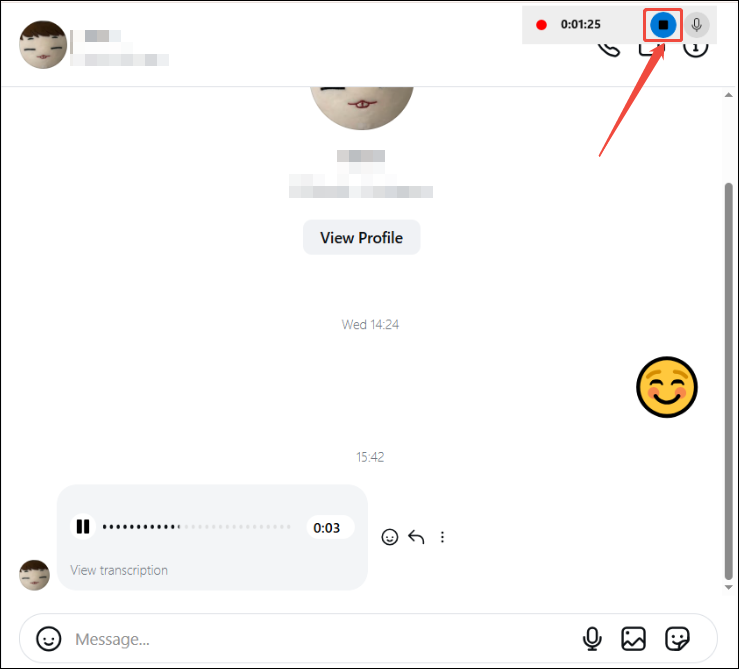 Xbox Game Bar recording floating bar with the Stop button selected.