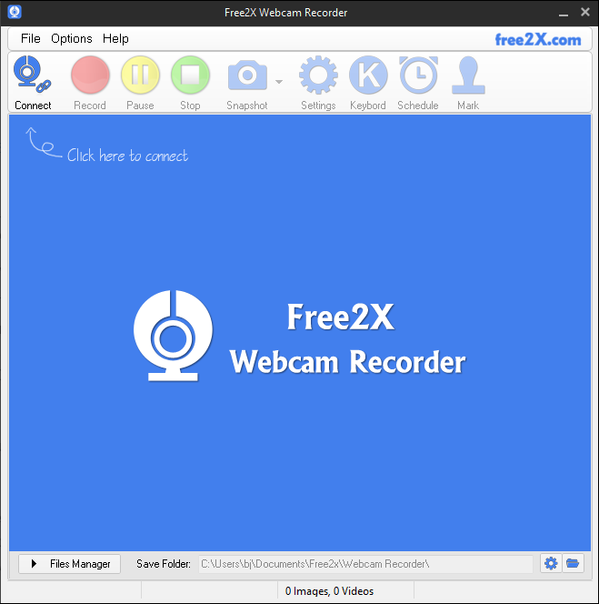 Free2X Webcam Recorderのメインインターフェイス