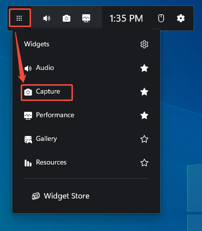 The Xbox Game Bar interface showing how to enable the recording mode.