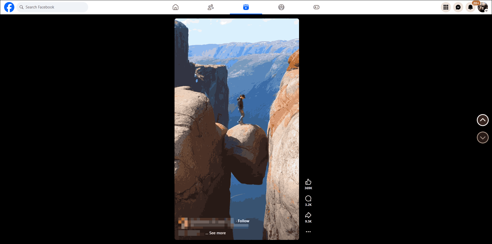 Facebook Reels PC interface.