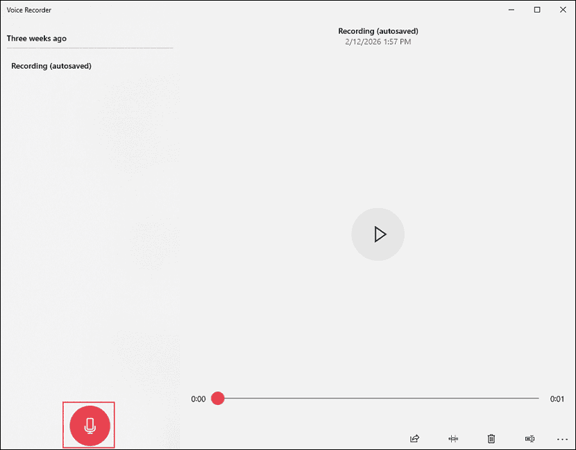 Windows Voice Recorder with the Microphone icon selected to record audio on Google Slides.