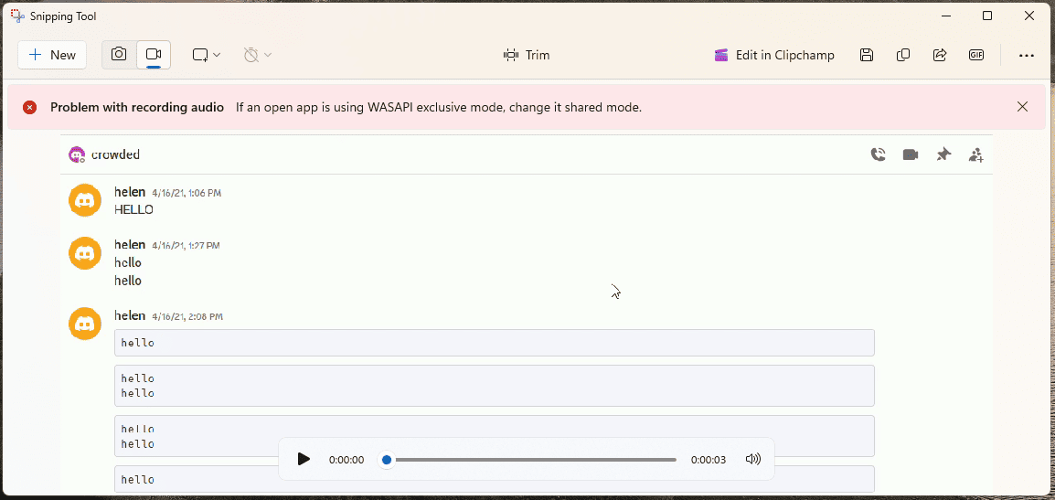 Windows 11 Snipping Tool interface showing a recorded video and the selected Save as option in the upper right corner.