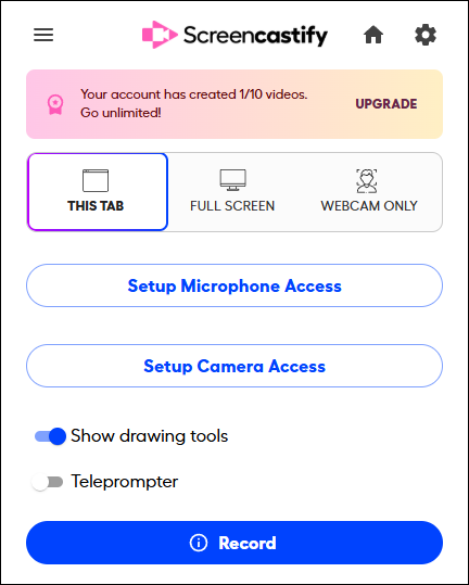 Screencastifyのメイン画面