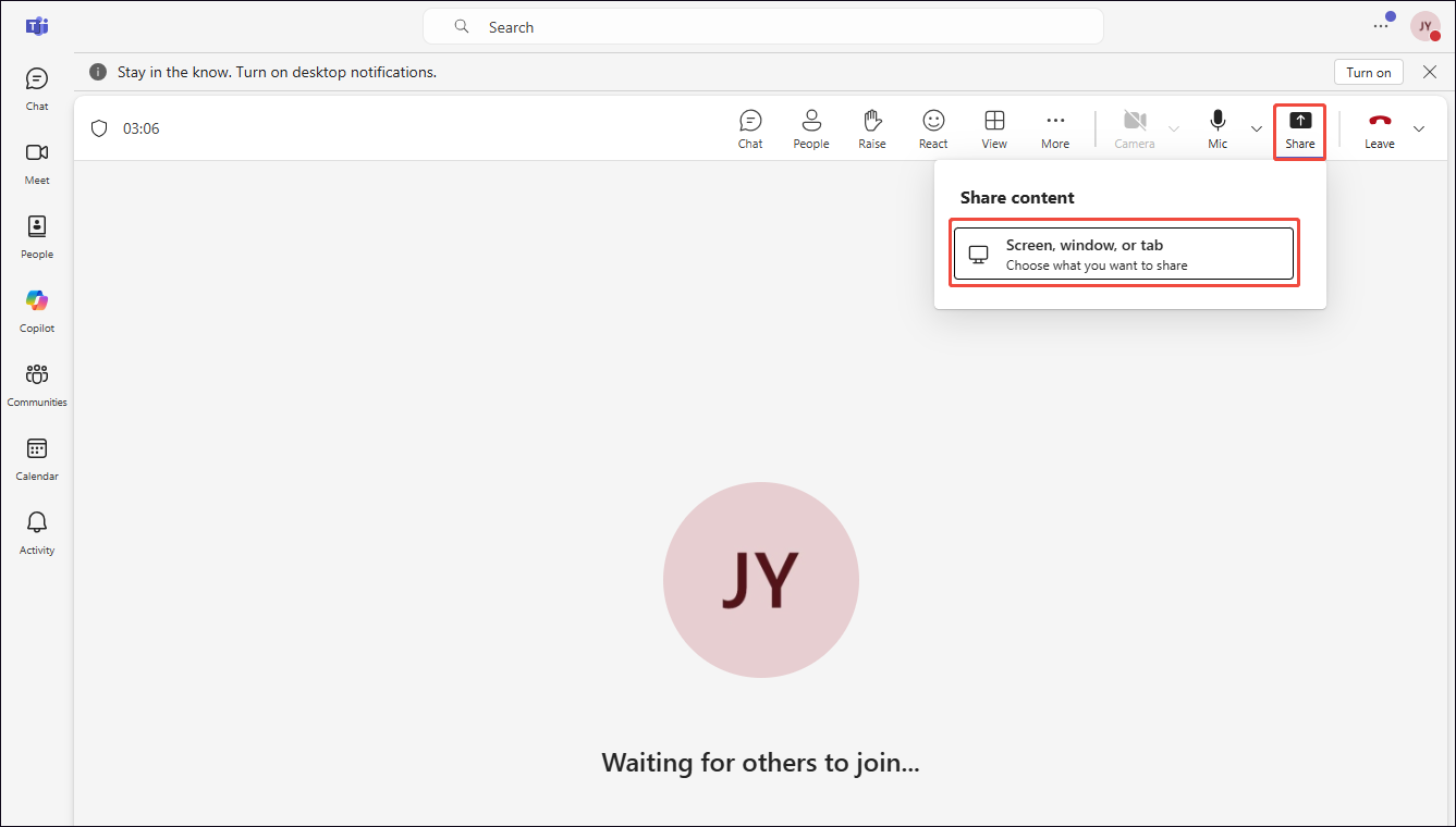 Teams meeting interface with the Start recording option selected under the More section.