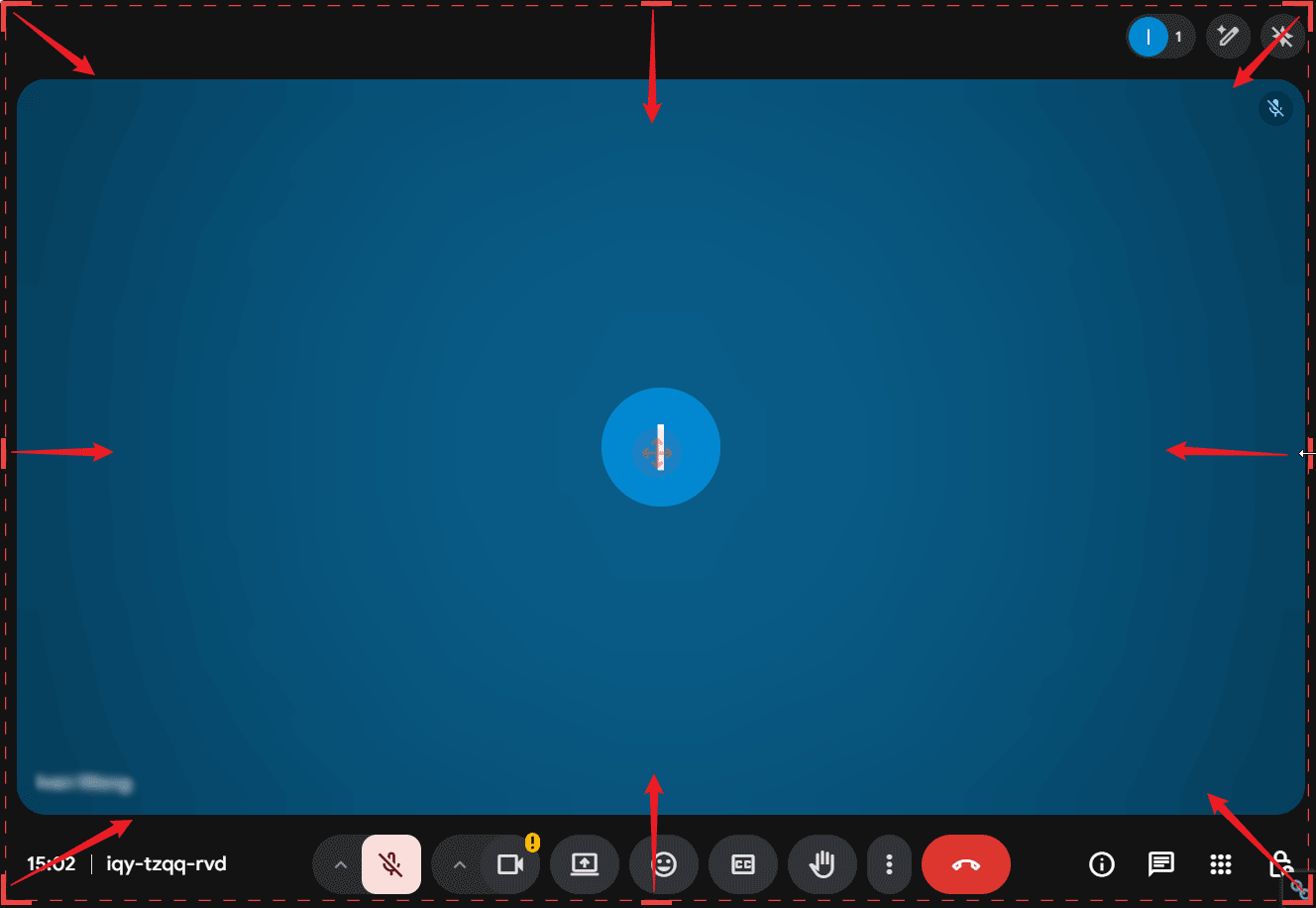 MiniTool Screen Recorderで録画範囲を選択する赤いハンドル