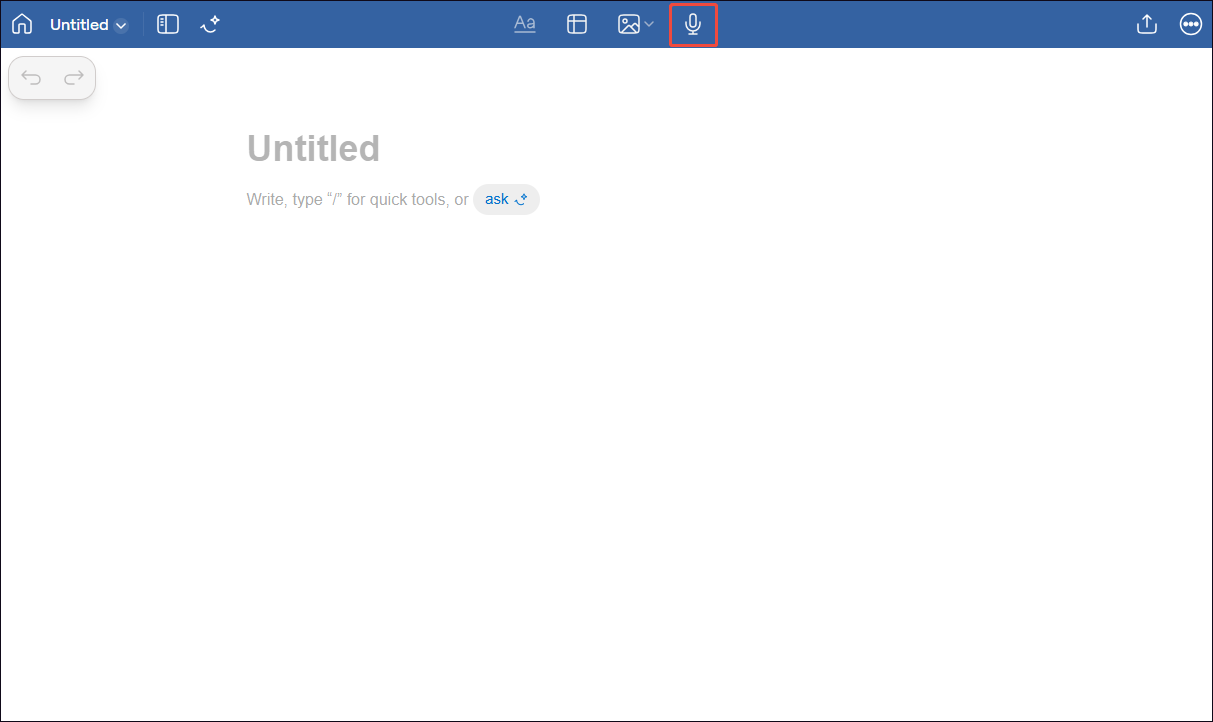 GoodNotes interface with the Microphone icon selected.