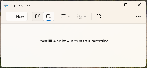 The recording interface of the Snipping Tool.