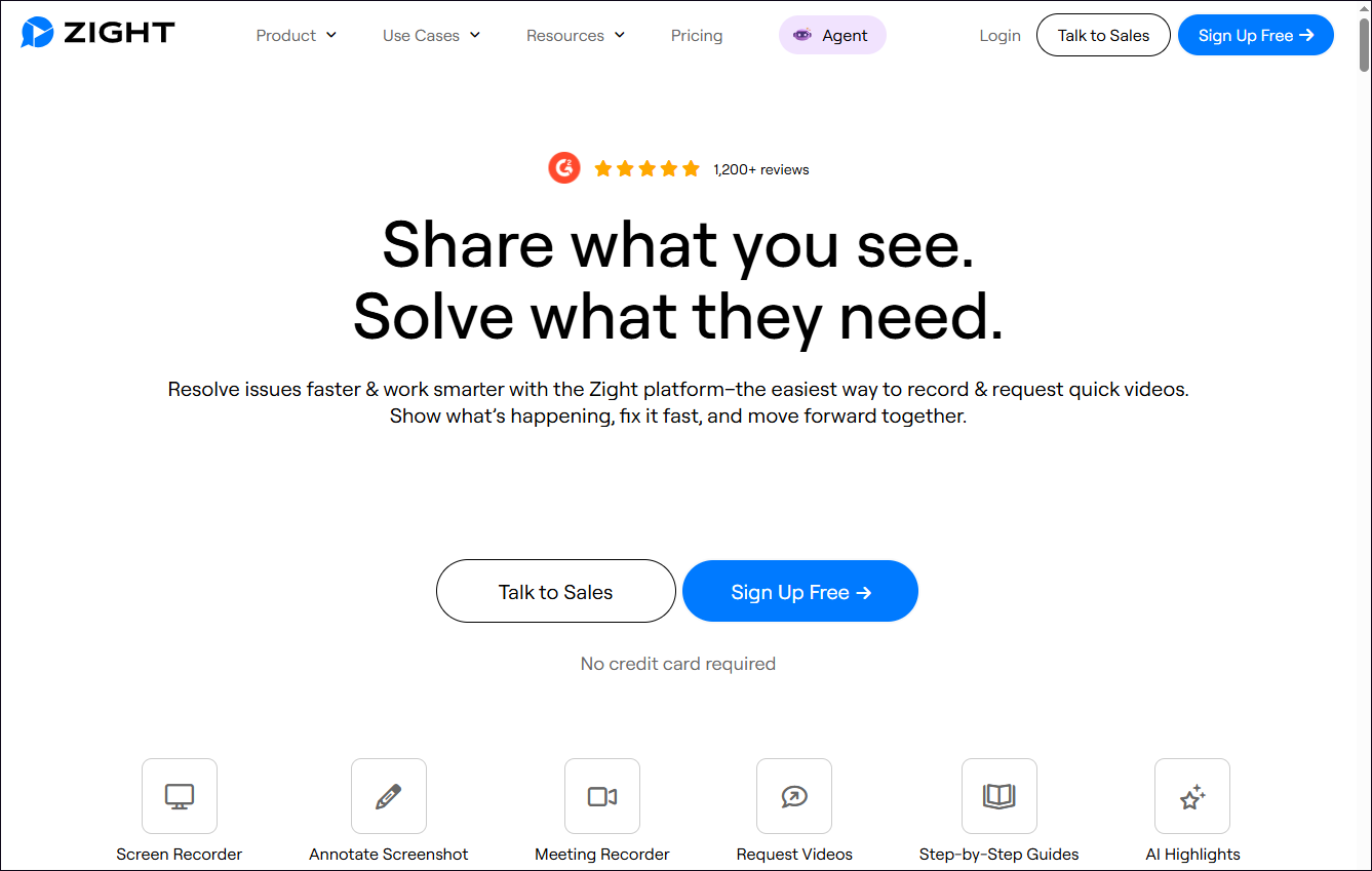 The website interface of Zight.