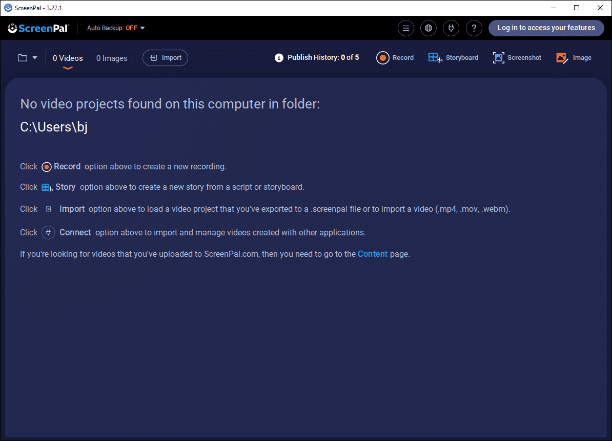 The main interface of ScreenPal.