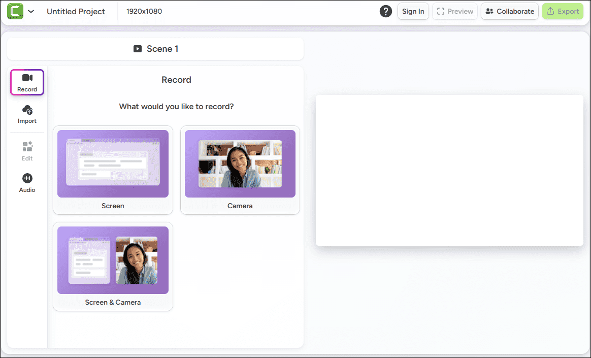The recording interface of Camtasia.