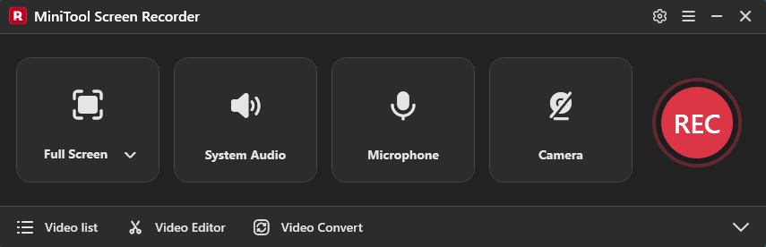 The main interface of MiniTool Screen Recorder.