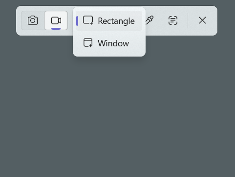 The recording interface of the Snipping Tool.