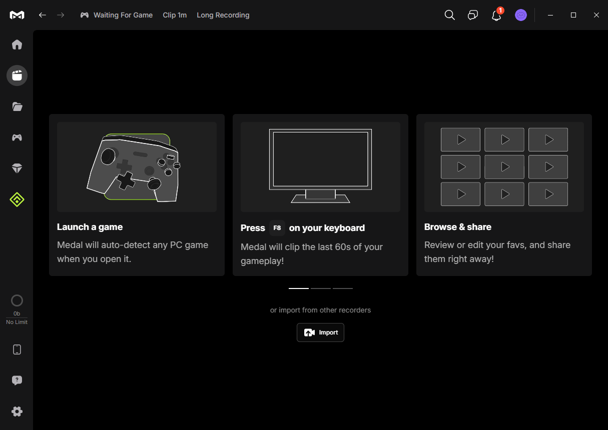 The library interface of Medal.