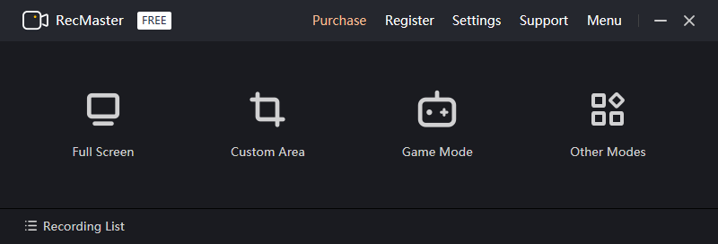 The main interface of RecMaster.