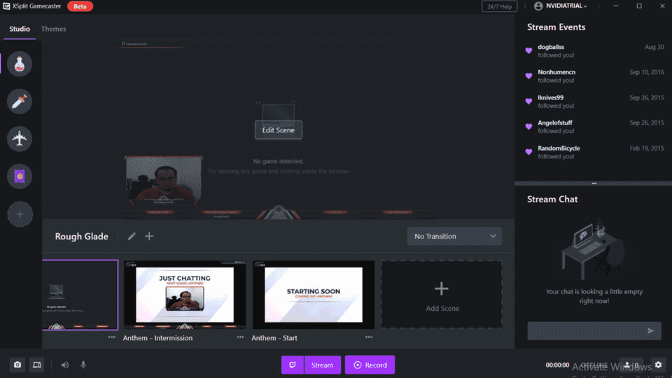 XSplit Gamecaster UI
