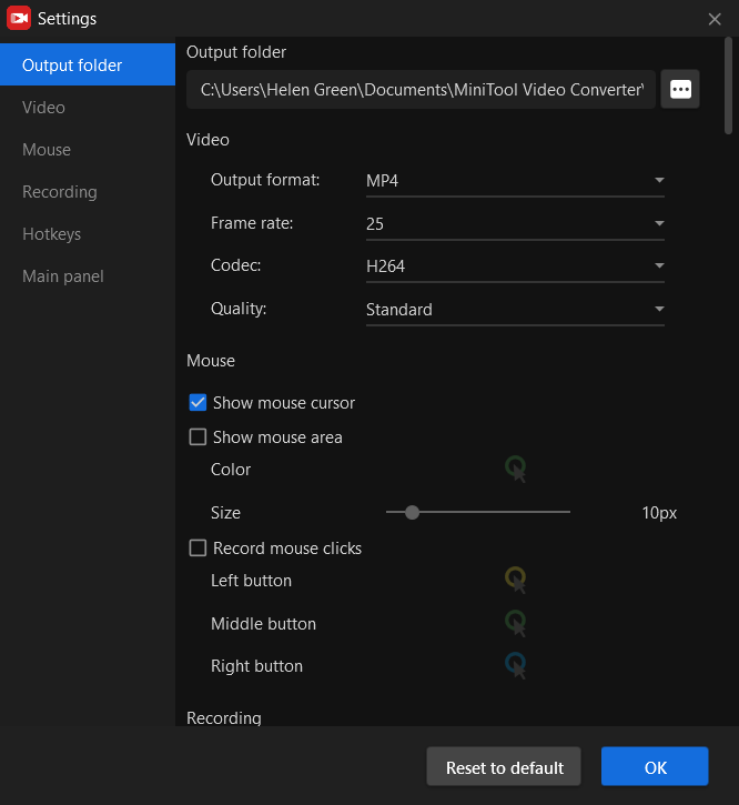 screen recording settings