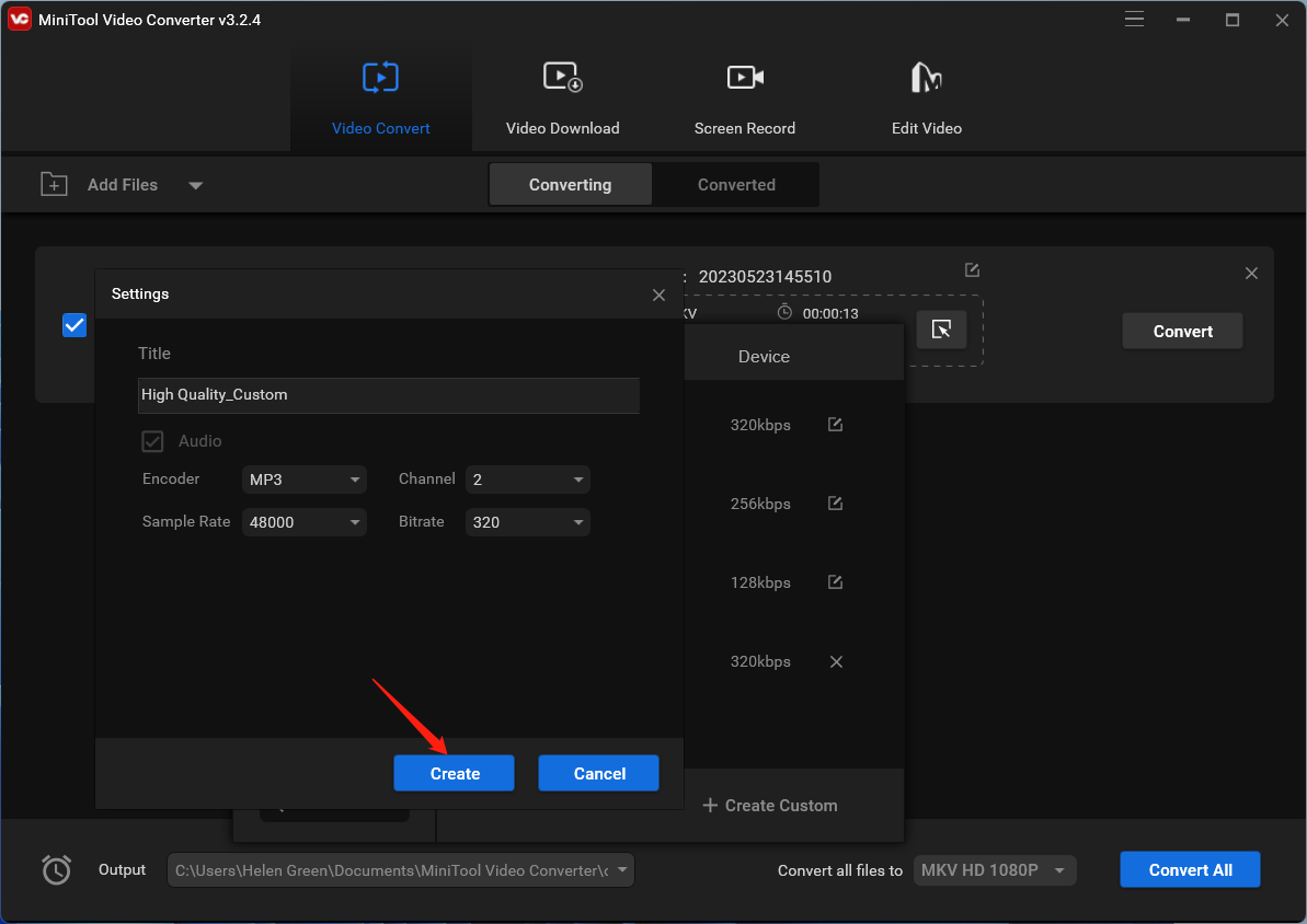 target audio settings