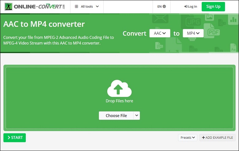 interface of OnlineConvert