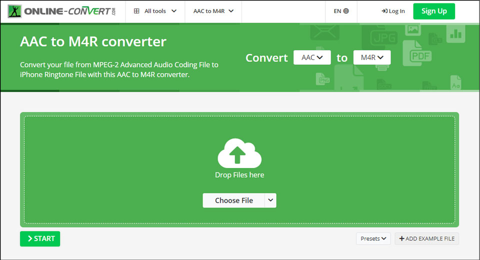 interface of OnlineConvert