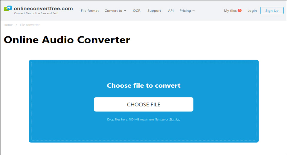 interface of OnlineCoverterFree