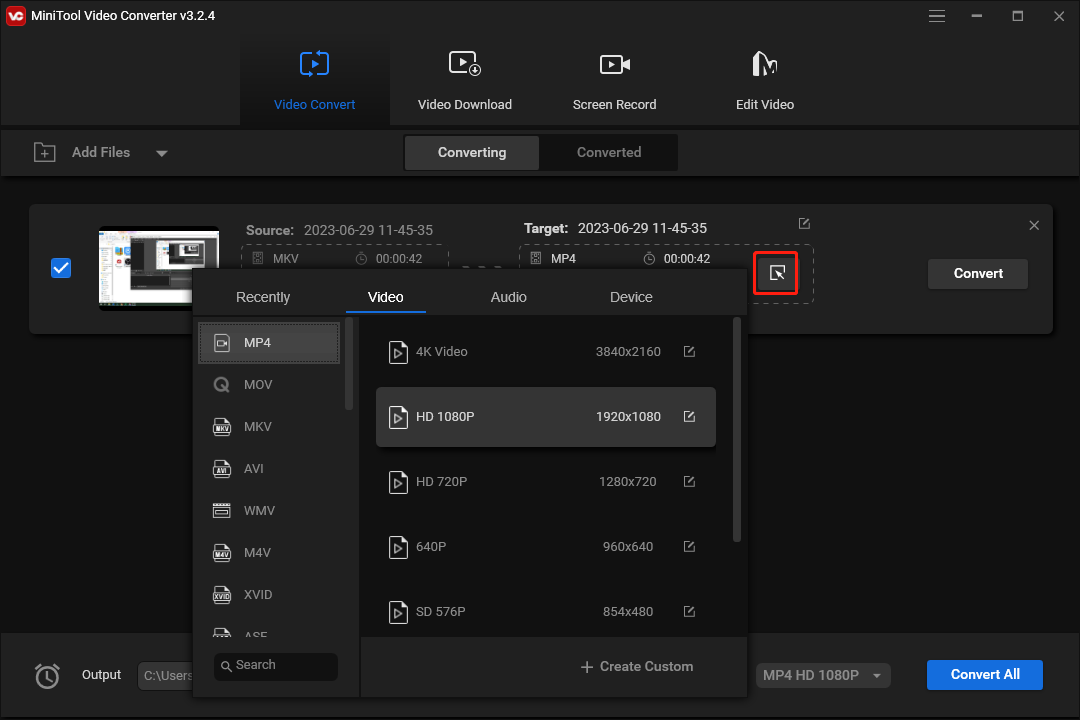 convert MKV to MP4 using MiniTool Video Converter