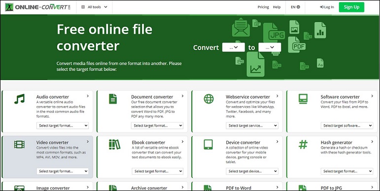 interface of Online Convert