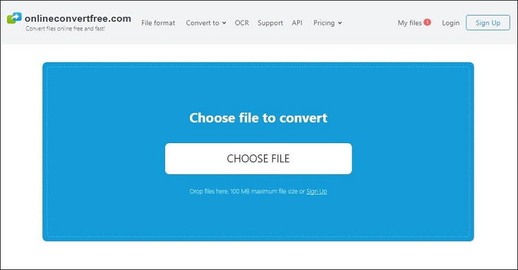 interface of OnlineConvertFree