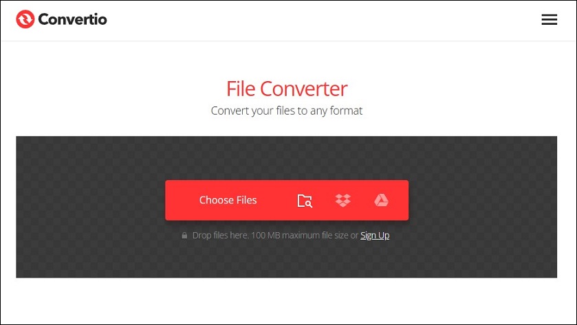 interface of Convertio