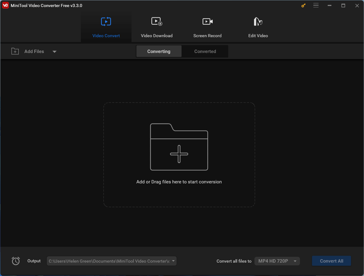 default window of MiniTool Video Converter