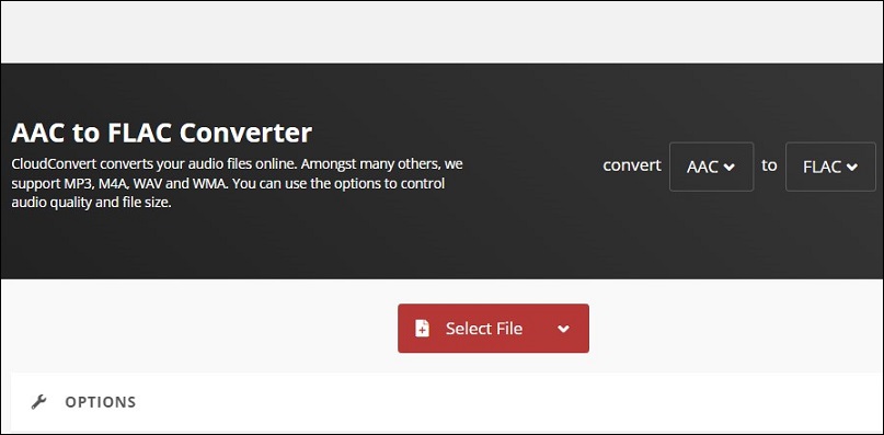 interface of CloudConvert