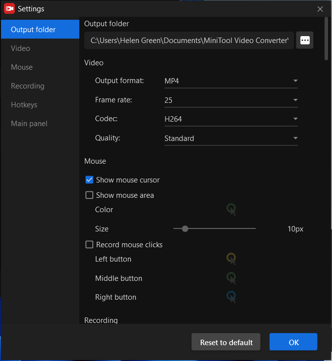 screen recording settings