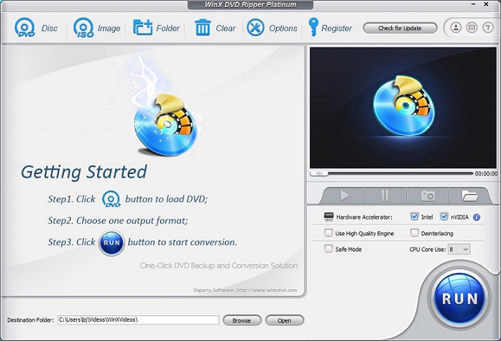 interface of WinX DVD Ripper