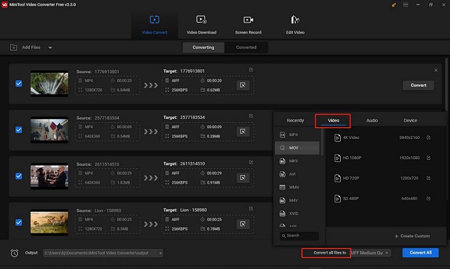 choose the output format