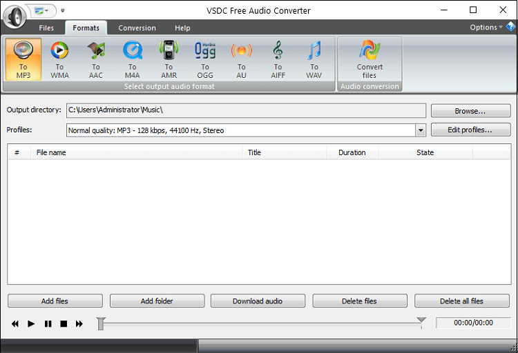 VSDC Free Audio Converterのインターフェース
