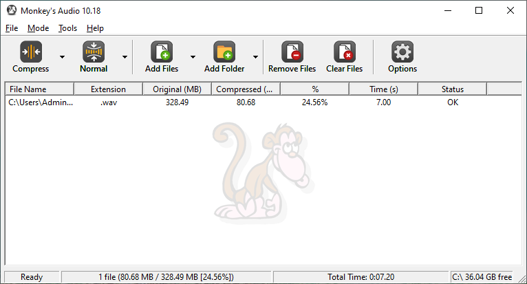 compress audio files with Monkey’s Audio