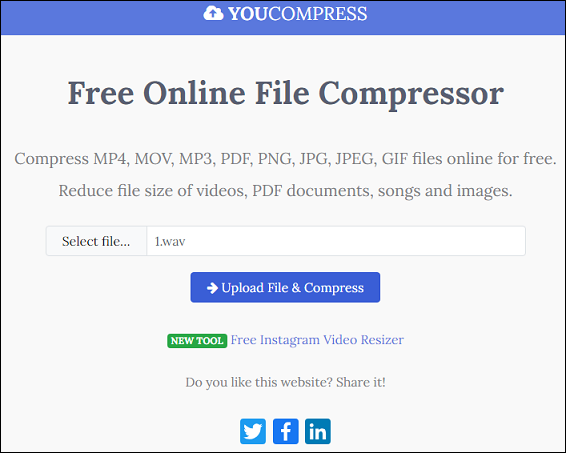 compress audio with YouCompress