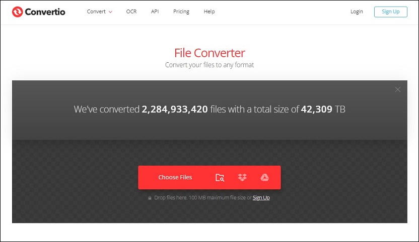 interface of Convertio