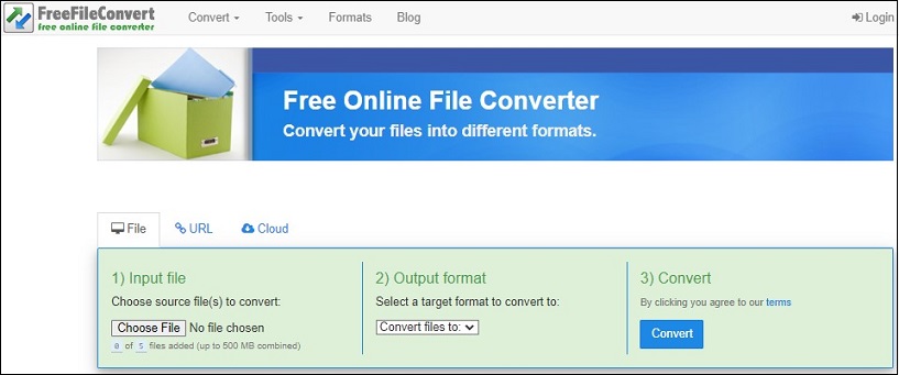 interface of FreeFileConvert