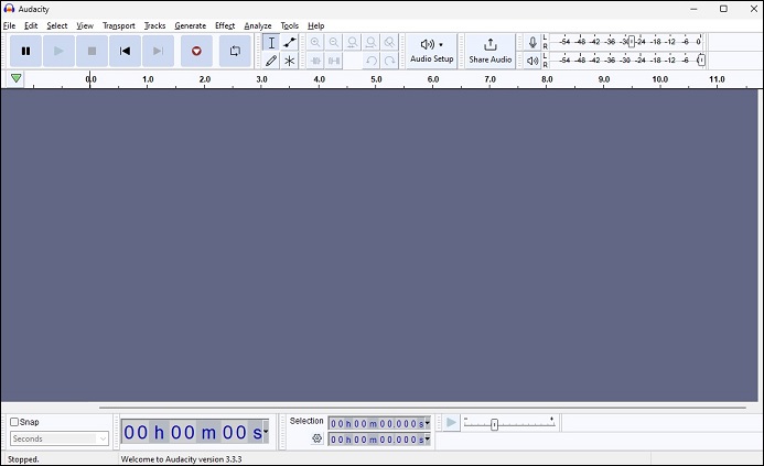 interface of Audacity