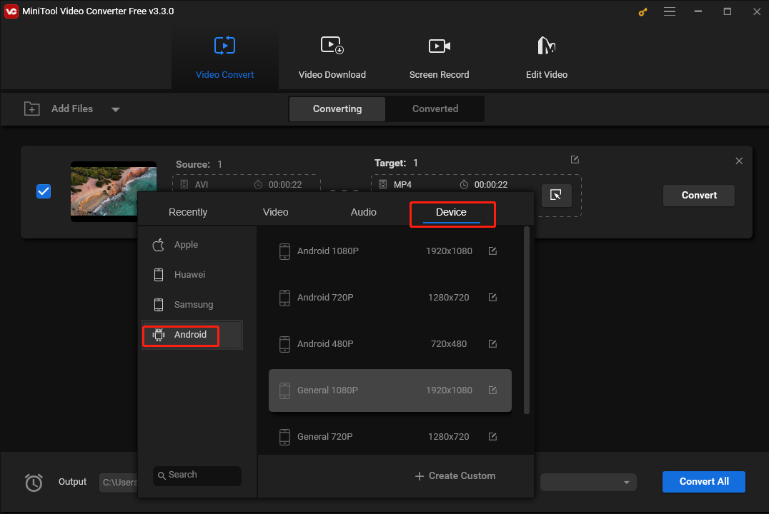 select output format