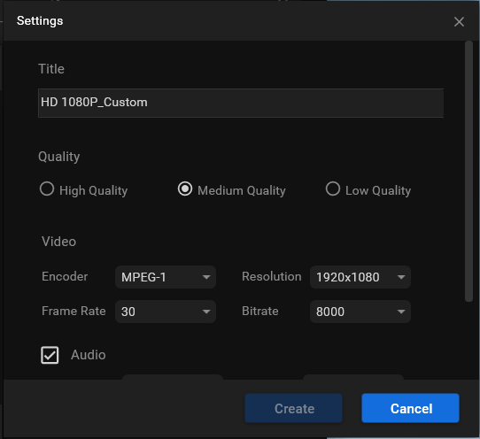 more video format settings