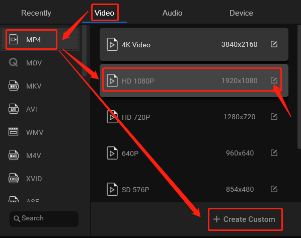 choose output media format