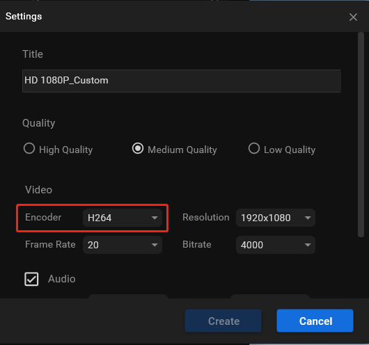 output video settings