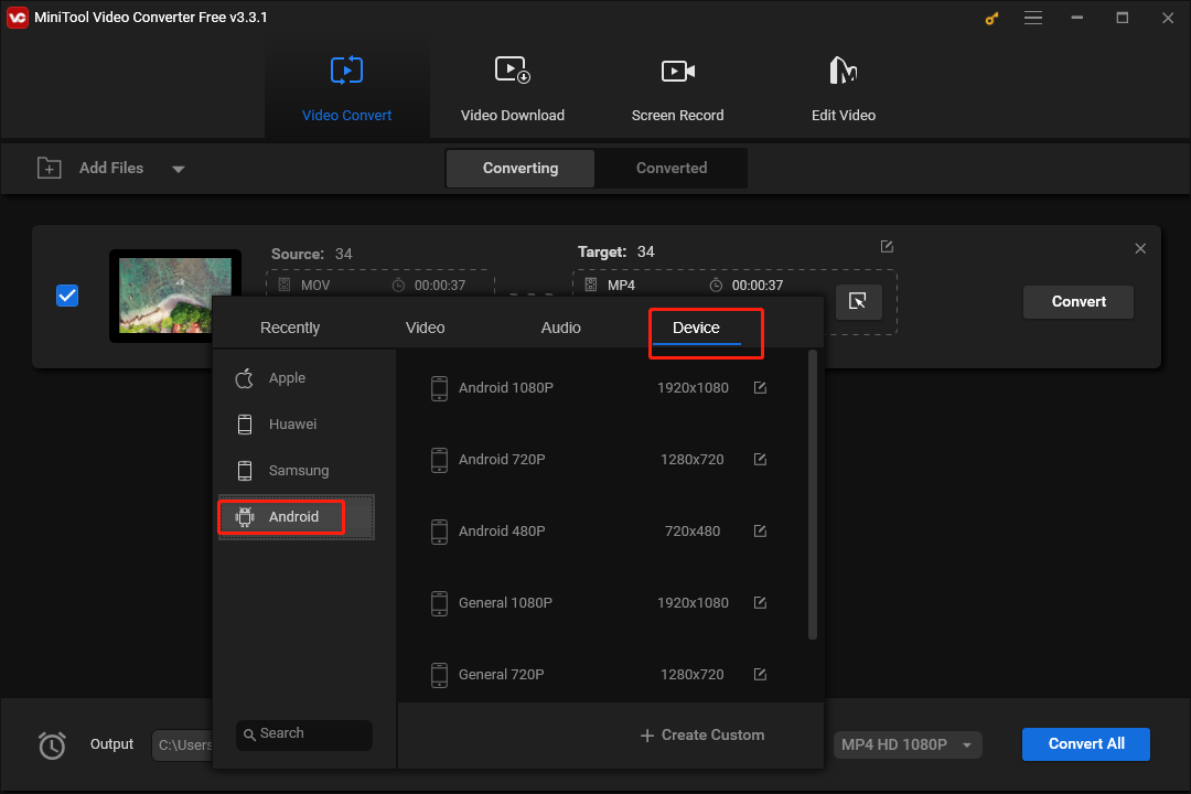 choose the output format