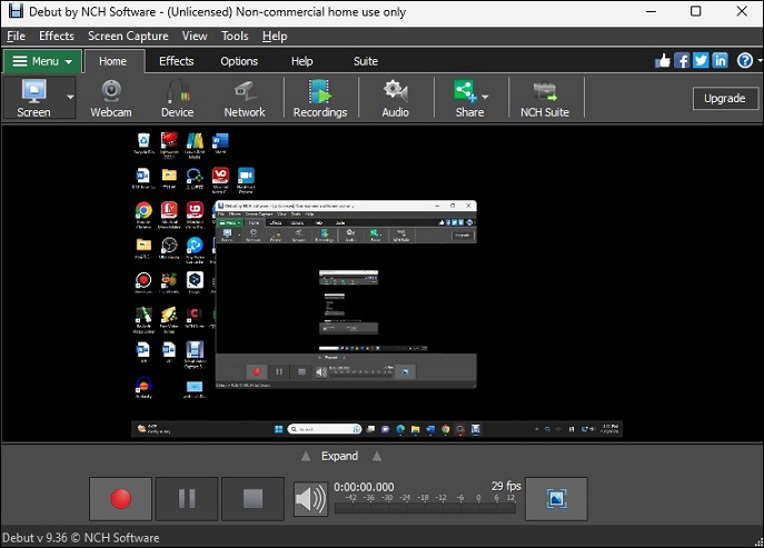 interface of Debut Video Capture