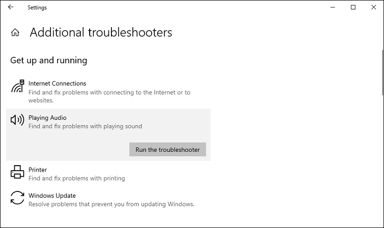 click Run the troubleshooter