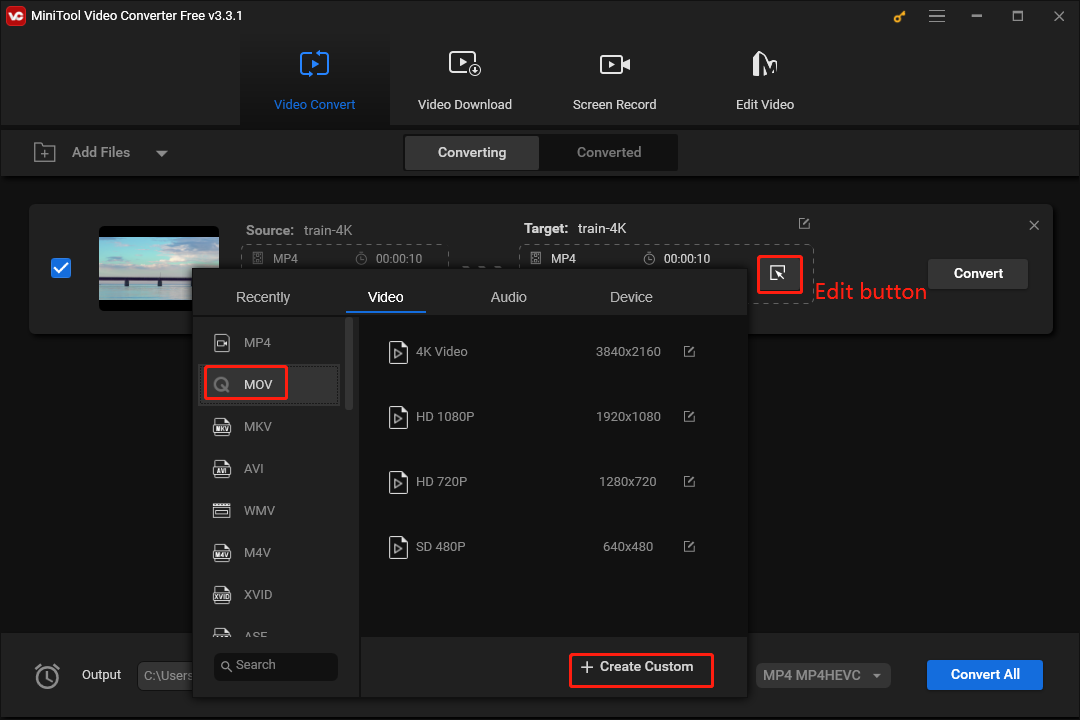 open Export settings