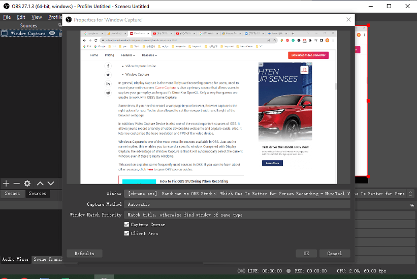 Window Capture on OBS